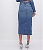 Color:Blue691 - Image 2 - Denim High Rise Front Slit Midi Skirt