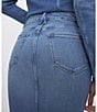 Color:Blue691 - Image 5 - Denim High Rise Front Slit Midi Skirt