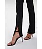 Color:Black - Image 3 - Double Scuba High Rise Flat Front Slim Fit Flare Leg Stretch Knit Pants
