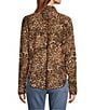Color:Wild Leopard003 - Image 2 - Georgette Leopard Print Collared Long Sleeve Button Front Shirt