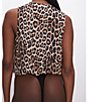 Color:Good leopard003 - Image 2 - Georgette Leopard Print Wrap V-Neck Sleeveless Bodysuit