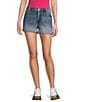 Good American Good Girlfriend Mid Rise Shorts, Color:Indigo575 - Image 1
