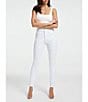 Color:White - Image 4 - Good Straight Leg High Rise Raw Hem Stretch Denim Jeans