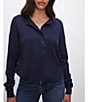Color:Blue Rinse003 - Image 5 - Knit Tissue V-Neck Long Sleeve Henley Sweater