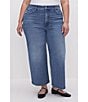 Good American Plus Size Denim Good Waist Palazzo High Rise Cropped Jeans, Color:Indigo338 - Image 1