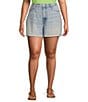 Good American Plus Size Good 90s Mid Rise Shorts, Color:Indigo872 - Image 1