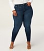 Color:Blue004 - Image 1 - Plus Size Good Legs High Rise Gap-Proof Waistband Stretch Denim Skinny Jeans
