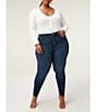 Color:Blue004 - Image 3 - Plus Size Good Legs High Rise Gap-Proof Waistband Stretch Denim Skinny Jeans