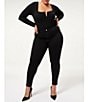 Color:Black001 - Image 3 - Plus Size Good Legs High Waisted Stretch Denim Skinny Jeans
