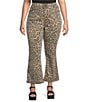 Good American Plus Size Good Standard Leopard Print High Rise Mini Kick Flare Jeans, Color:Lucky Leopard001 - Image 1