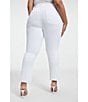 Color:White - Image 2 - Plus Size Good Straight Leg High Rise Raw Hem Stretch Denim Jeans