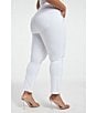 Color:White - Image 3 - Plus Size Good Straight Leg High Rise Raw Hem Stretch Denim Jeans