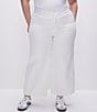Color:White001 - Image 1 - Plus Size Good Waist Palazzo Crop Jeans