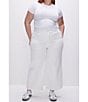 Color:White001 - Image 3 - Plus Size Good Waist Palazzo Crop Jeans