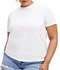 Color:White001 - Image 1 - Plus Size Heritage Crew Neck Short Sleeve Tee Shirt