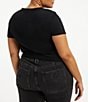 Color:Black - Image 2 - Plus Size Heritage V-Neck Short Sleeve Relaxed Fit Knit Tee