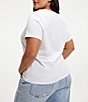Color:White - Image 2 - Plus Size Heritage V-Neck Short Sleeve Relaxed Fit Knit Tee