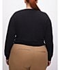 Color:Black001 - Image 2 - Plus Size Knit Tissue V-Neck Long Sleeve Henley Sweater