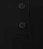 Color:Black001 - Image 4 - Plus Size Knit Tissue V-Neck Long Sleeve Henley Sweater
