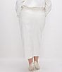 Color:Cloud White001 - Image 2 - Plus Size Mid Rise Front Slit Denim Midi Skirt
