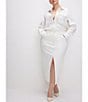 Color:Cloud White001 - Image 3 - Plus Size Mid Rise Front Slit Denim Midi Skirt