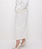 Color:Cloud White001 - Image 4 - Plus Size Mid Rise Front Slit Denim Midi Skirt