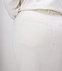Color:Cloud White001 - Image 5 - Plus Size Mid Rise Front Slit Denim Midi Skirt