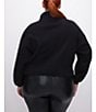 Color:Black - Image 2 - Plus Size Rib Mock Neck Long Sleeve Sweater