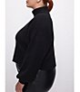 Color:Black - Image 5 - Plus Size Rib Mock Neck Long Sleeve Sweater