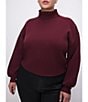 Color:Malbec - Image 1 - Plus Size Rib Mock Neck Long Sleeve Sweater
