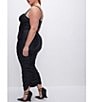 Color:Black001 - Image 2 - Plus Size Ruched Sweetheart Neckline Sleeveless Bodycon Midi Dress