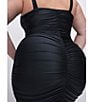 Color:Black001 - Image 3 - Plus Size Ruched Sweetheart Neckline Sleeveless Bodycon Midi Dress