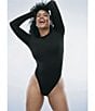 Good American Plus Size Sculpting Crewneck Long Sleeve Bodysuit, Color:Black001 - Image 3