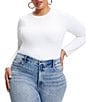 Good American Plus Size Sculpting Crewneck Long Sleeve Bodysuit, Color:White001 - Image 1