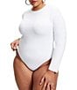 Good American Plus Size Sculpting Crewneck Long Sleeve Bodysuit, Color:White001 - Image 2