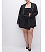 Color:Black001 - Image 3 - Plus Size Scuba Knit Crystal Rhinestone Asymmetrical Wrap Mini Skirt