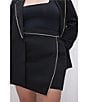 Color:Black001 - Image 4 - Plus Size Scuba Knit Crystal Rhinestone Asymmetrical Wrap Mini Skirt