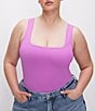 Good American Plus Size Scuba Knit Modern Square Neck Sleeveless Wide Strap Tank Bodysuit, Color:Lollipop008 - Image 1