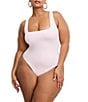 Good American Plus Size Scuba Knit Modern Square Neck Sleeveless Wide Strap Tank Bodysuit, Color:Candy Pink003 - Image 1