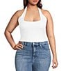Good American Plus Size Sculpting Halter Square Neck Sleeveless Scuba Bodysuit - Image 1
