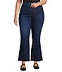 Good American Plus Size Soft Tech Good Standard Kick Flare High Rise Denim Jeans, Color:Indigo1068 - Image 1