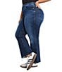 Good American Plus Size Soft Tech Good Standard Kick Flare High Rise Denim Jeans, Color:Indigo1068 - Image 3