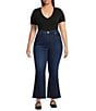 Good American Plus Size Soft Tech Good Standard Kick Flare High Rise Denim Jeans, Color:Indigo1068 - Image 5