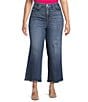Good American Plus Size Soft Tech Good Waist High Rise Cropped Palazzo Jeans, Color:Indigo737 - Image 1