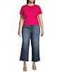 Good American Plus Size Soft Tech Good Waist High Rise Cropped Palazzo Jeans, Color:Indigo737 - Image 3