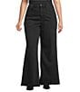 Good American Plus Size Soft Tech Good Waist High Rise Wide Leg Denim Jeans, Color:Black - Image 1