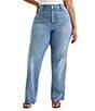 Good American Plus Size Soft Tech High Rise Good True Straight Leg Denim Jeans - Image 1