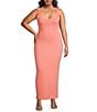 Good American Plus Size Square Neck Sleeveless Scuba Maxi Sheath Dress, Color:Coral002 - Image 1