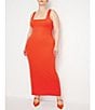 Color:Roma002 - Image 1 - Plus Size Square Neck Sleeveless Scuba Maxi Sheath Dress