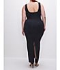 Color:Black001 - Image 2 - Plus Size Square Neck Sleeveless Scuba Maxi Sheath Dress